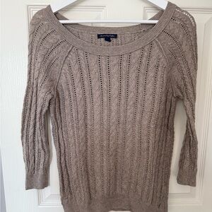 American Eagle Outfitters Taupe Cable Knit Sweater